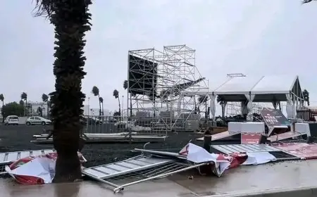 انهيار "الفان زون" بالدار البيضاء بسبب الرياح والأمطار قبل انطلاق الكان