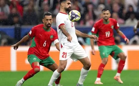 الشوط الأول من مباراة نهائي كأس العرب ينتهي بتقدم المغرب على الأردن بهدف وحيد