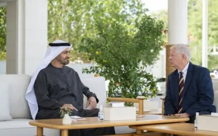رداً على شائعات تدهور صحته.. رئيس الإمارات يظهر في مباحثات رسمية مع غراهام بأبوظبي