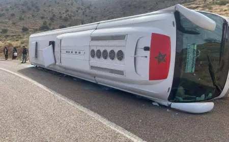 انقلاب حافلة لنقل المسافرين يخلف إصابات متفاوتة الخطورة بين أداوسملال وتافراوت