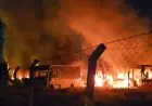 حريق مهول يلتهم حافلات للنقل الحضري داخل مستودع بوجدة