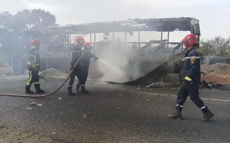 اندلاع حريق مفاجئ داخل حافلة لنقل المسافرين تارودانت ينتهي بنجاة جميع الركاب