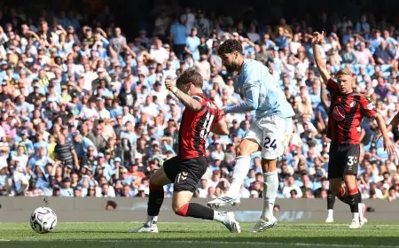 ريمونتادا مثيرة تمنح مانشستر سيتي الفوز على بورنموث في الدوري الإنجليزي الممتاز